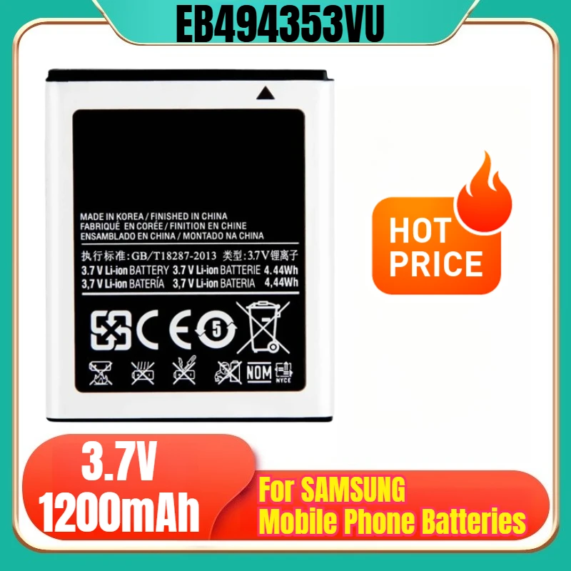 

EB494353VU 3.7V 1200mAh Mobile Phone Batteries for SAMSUNG S5330 GT-S5570 I559 S5570 S5232 C6712 S5750