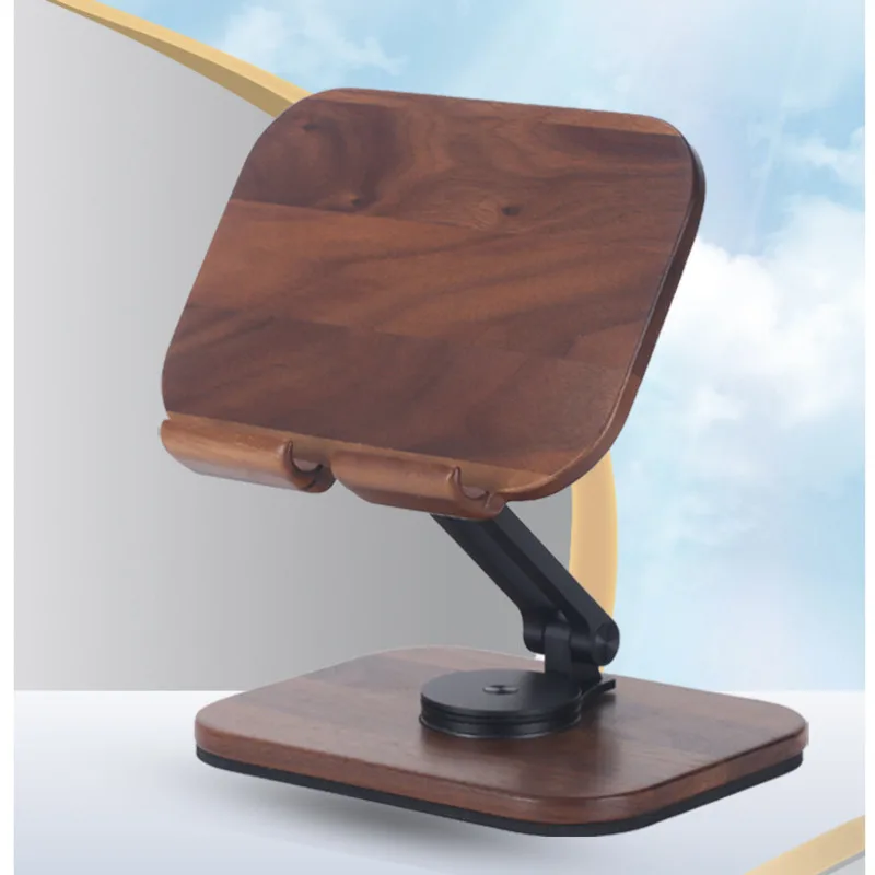 

Black Walnut Mobile Phone Holder Universal Rotating Computer Table Multi Functional Laptop Stand Lift Folding Reading Desk