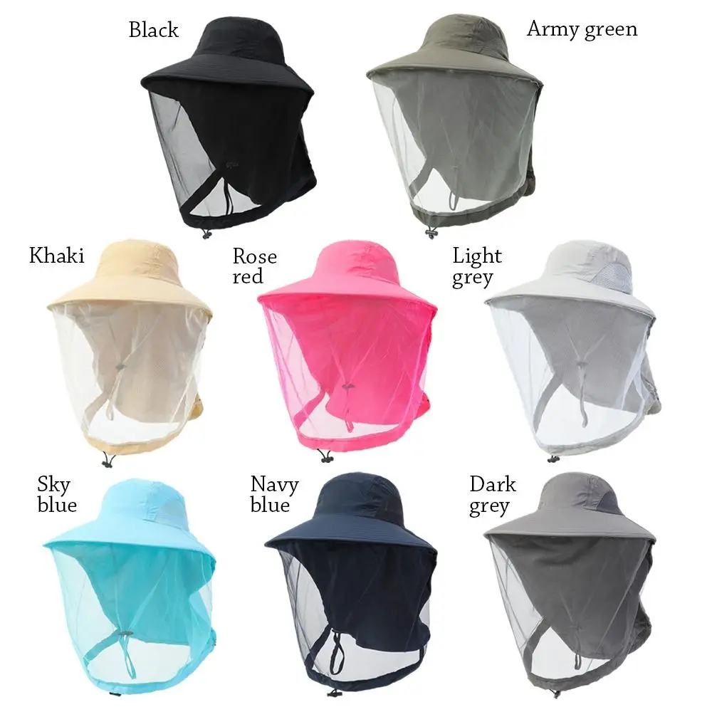 Men Women Outdoor Jungle Farm Summer Bucket Hat Insect Proof Cap Mosquito Hat Fishing Sun Cap