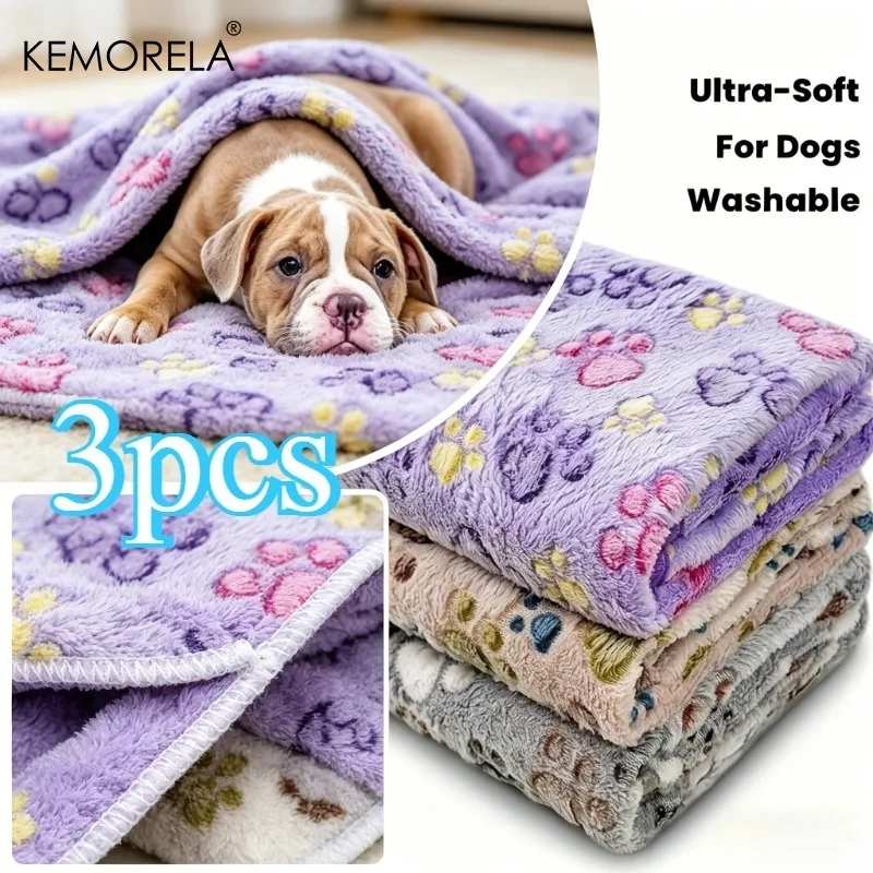 3 Stück KEMORELA ultraweiche Fleece-Hundedecken, geeignet für kleine, mittelgroße und große Hunderassen, maschinenwaschbar, Heimtierbedarf – Detail 6