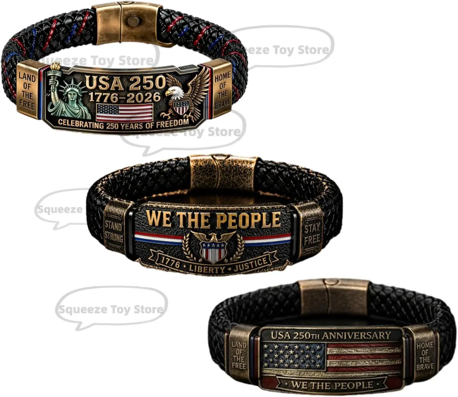 New USA 250™ Freedom Legacy Bracelet (1776–2026), Patriotic Braided Rope Wristband, USA Independence Day Gift for Men and Women