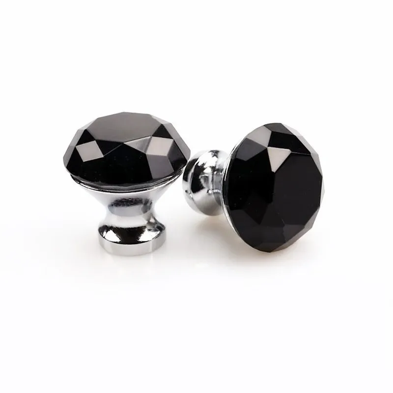 25-40mm Diamond Shape Design Crystal Glass Knobs Cupboard Drawer Pull Kitchen Cabinet Door Wardrobe Handles Hardware