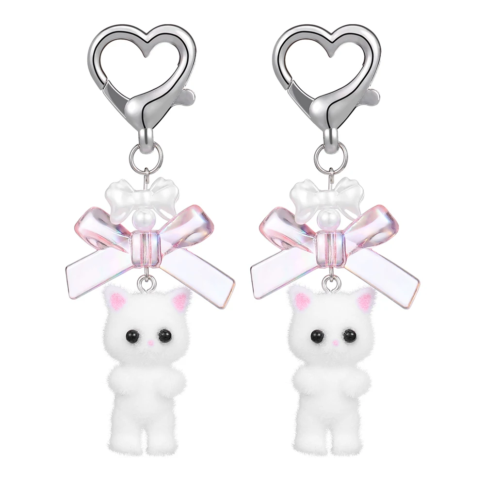2 Pcs Cat Keychain Backpack Keychains Kawaii Charms Animal Bag Hanging Pendant