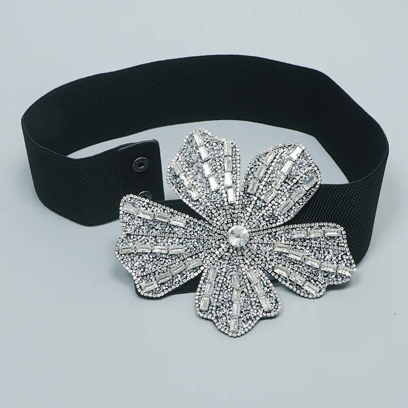 

Роскошные блестящие поясные ремни со стразами и цветами, женские элегантные эластичные пояса 2026, дизайнерский эластичный корсет с бриллиантами, Ceinture Femme