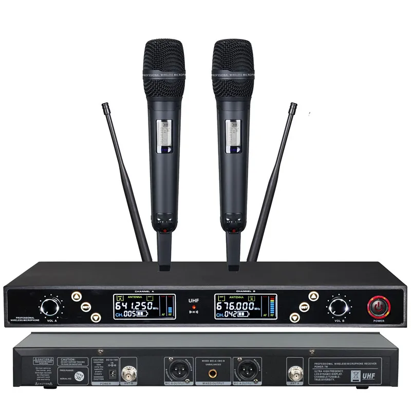 

640-690MHz CB7866-2 Dual Channel Uhf Codeless Microphones Collar Mic Wireless Microphone for Church