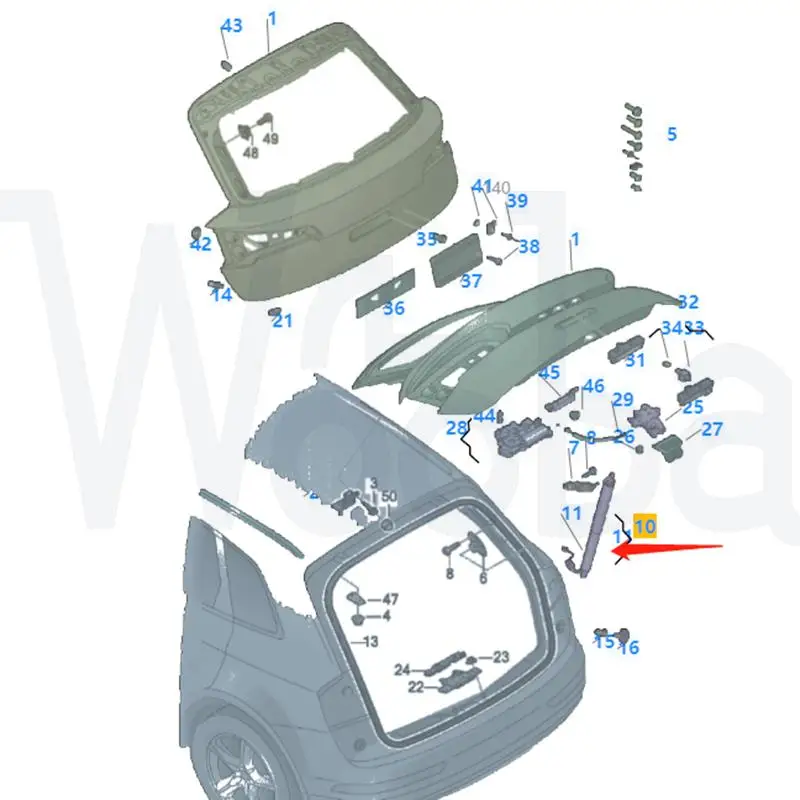 Wooba 80F827851/80F827851A Automotive Parts Auto Tailgate Lift Rear Trunk Supports Struts Gas Springs For Audi Q5 Sportback 2022