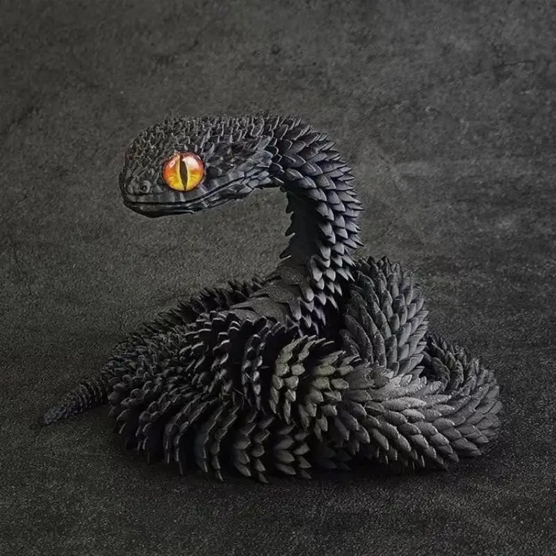 3D Printed Articulated Snake Model Creative Sensory Fidget Toy Lifelike Desktop Decor for Home Office Prank Prop Kids Gift