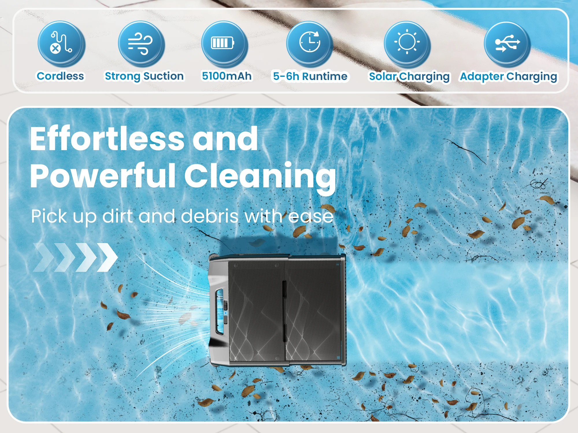 Y80 Solar Automatic Pool Skimmer Upgrade Robotic Pool Surface Skimmer Cleaner with Remote Control 24 Hours Continuous Cleaning