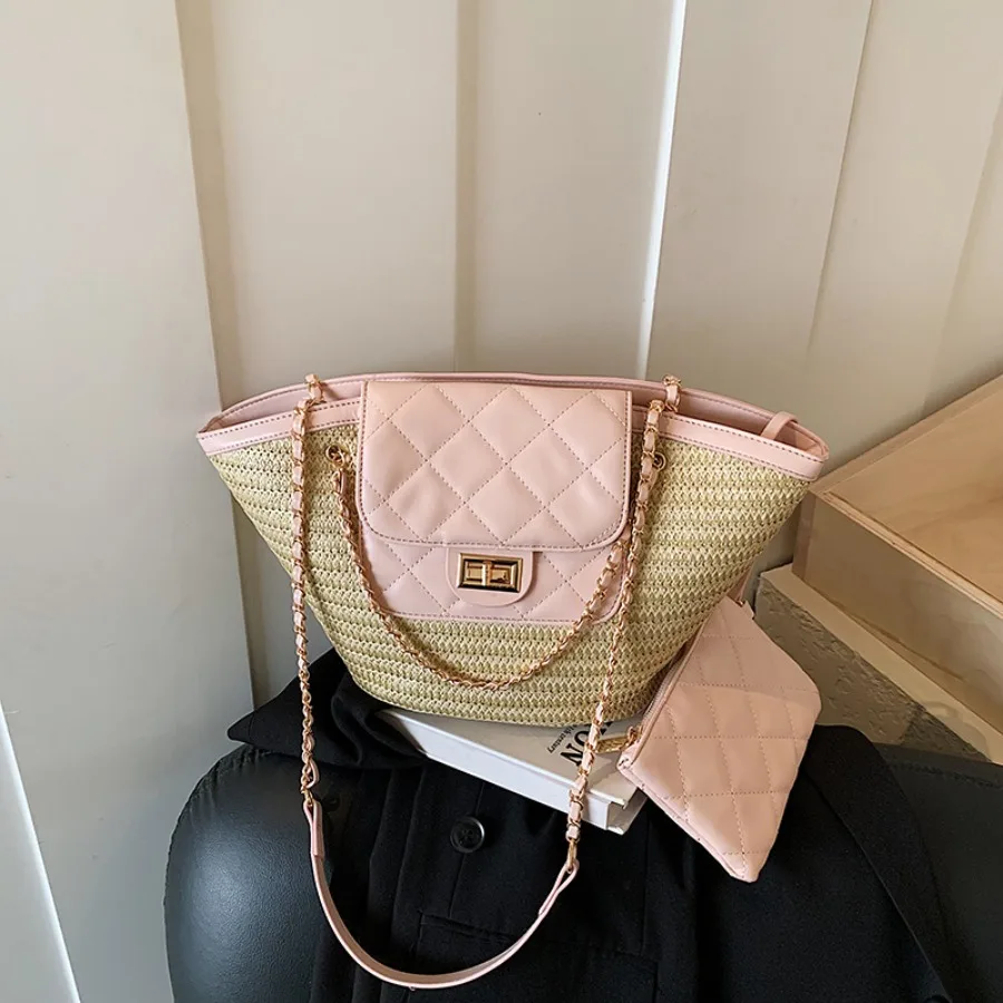 

【New style】2026 new sheepskin splicing Laffey grass small coriander beet basket holiday wind large capacity fashion shoulder ch
