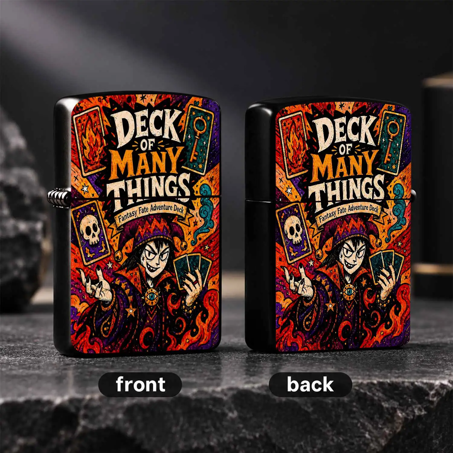 Creative Deck Of Many Things Themed Lighter, Vibrant Fantasy Fate Adventure Card Art Print, Portable Eye-Catching Accessory, Multi-Scenario Practical Tool For Camping Home Aromatherapy, Unique Exquisite Gift For Tableto A Humorous And Inter