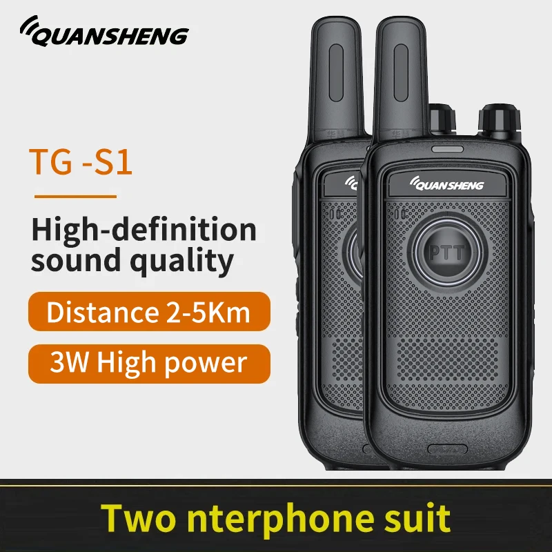 2PCS Quansheng/S1 walkie talkie 1200mAh 5W 3km-5km, suitable for outdoor battlefields and indoor Safe and reliable