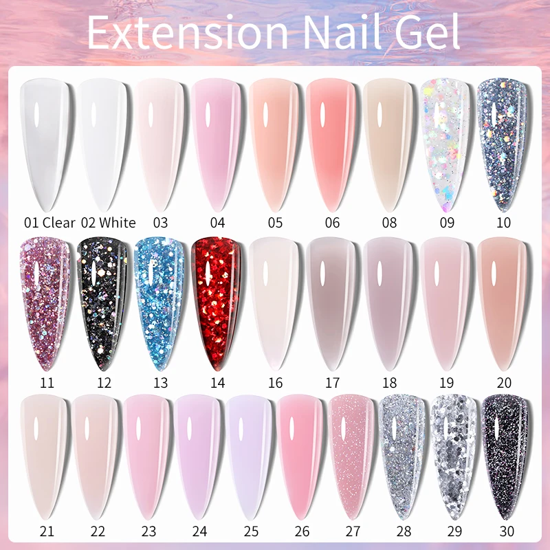 LILYCUTE 15ml Extension Nail Gel Polish Glitter Vernis Semis Permanent UV Gel For Manicure Nail Art Prolong Construction Gel