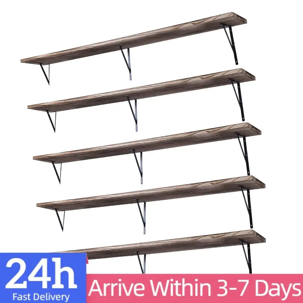 

5-уровневые плавающие полки с металлическими кронштейнами, длинная плавающая полка 72.05x11.81x7.87 дюймов для гостиной, кухни, ванной комнаты, домашнего хранения