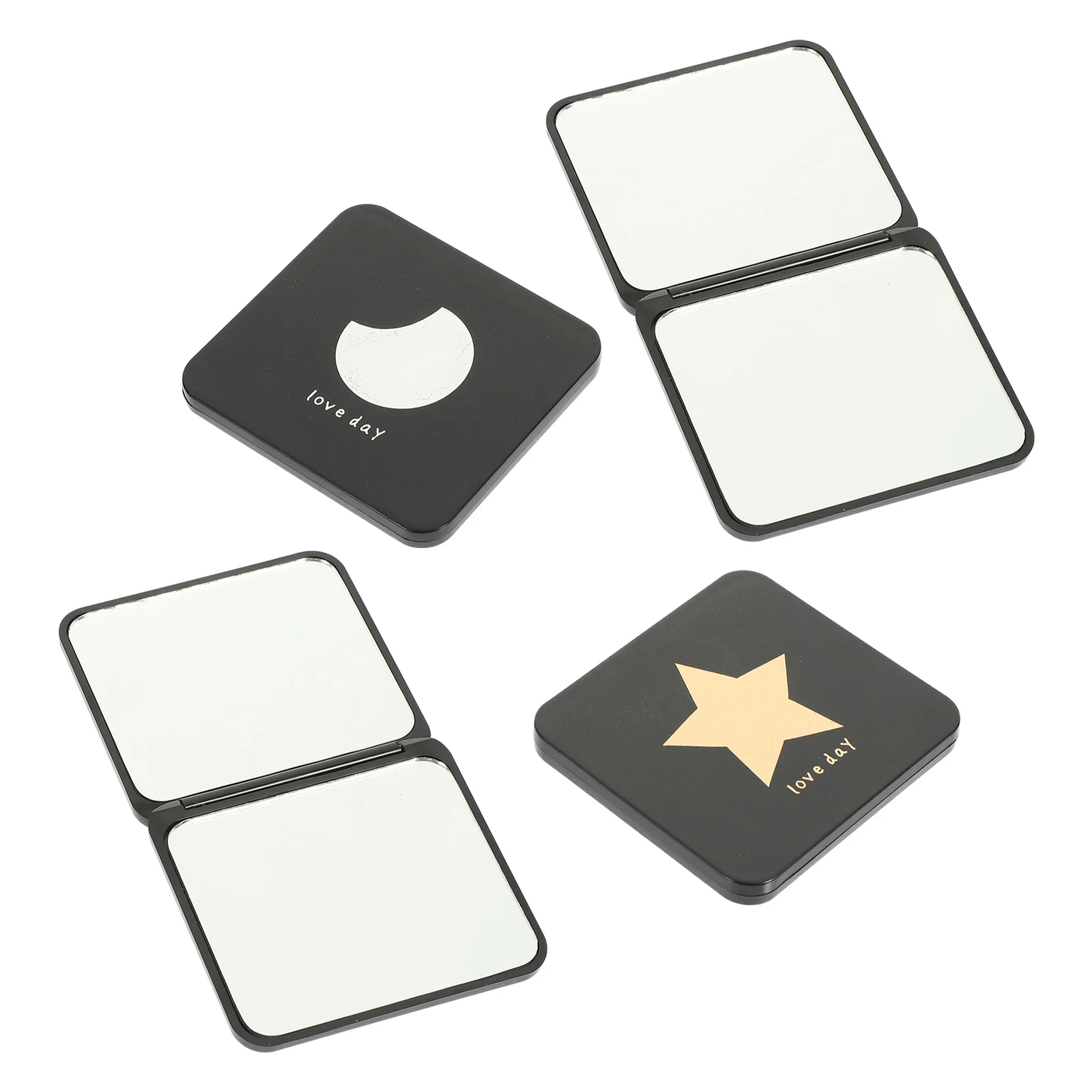 4 stuks dubbelzijdig opvouwbare compacte zak make-upspiegel draagbare reizen kleine make-up portemonnee spiegel buiten essentieel