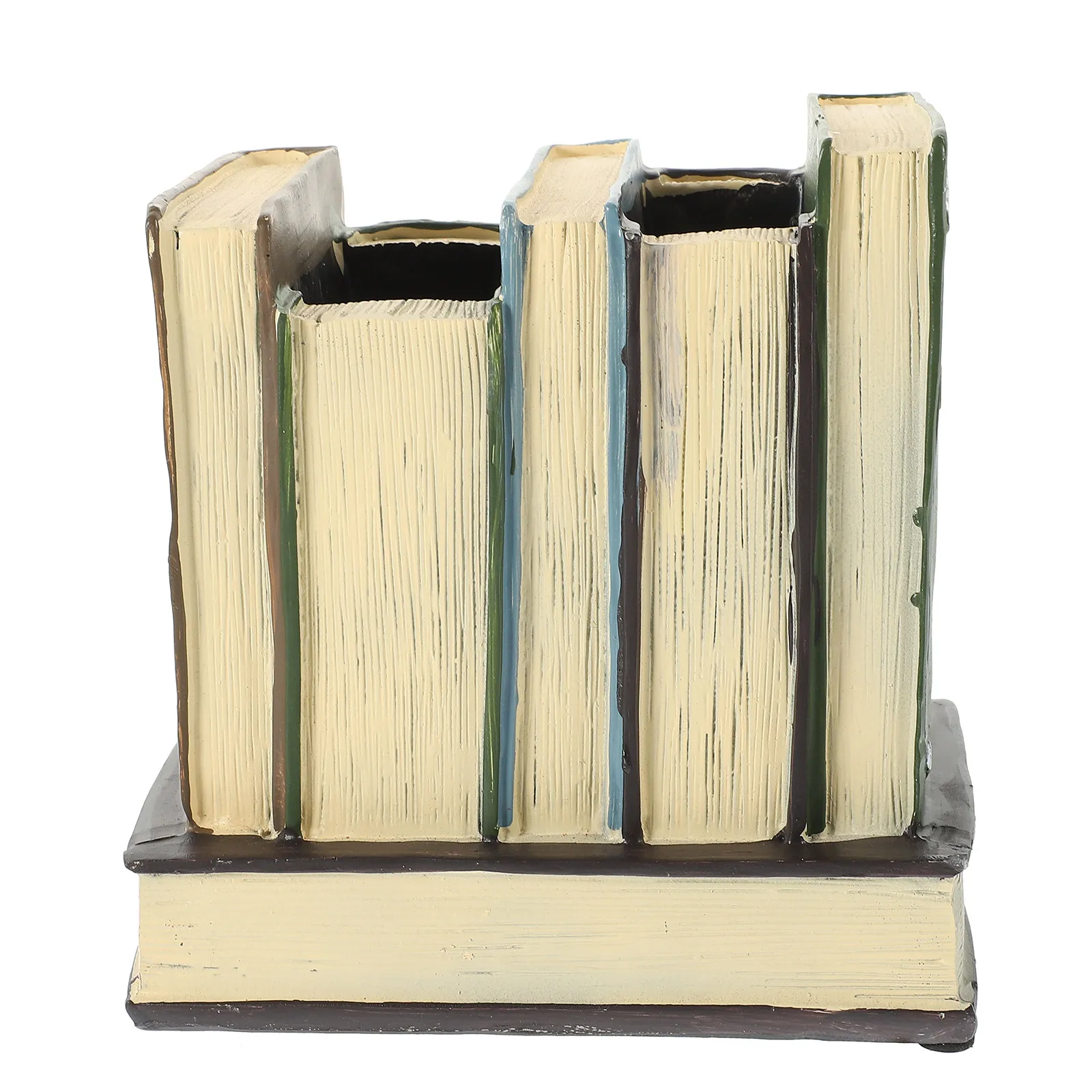 

Resin Pen Holder Desktop Book Shape Multi-Functional Organizer for Office School Home Pencil Storage Container