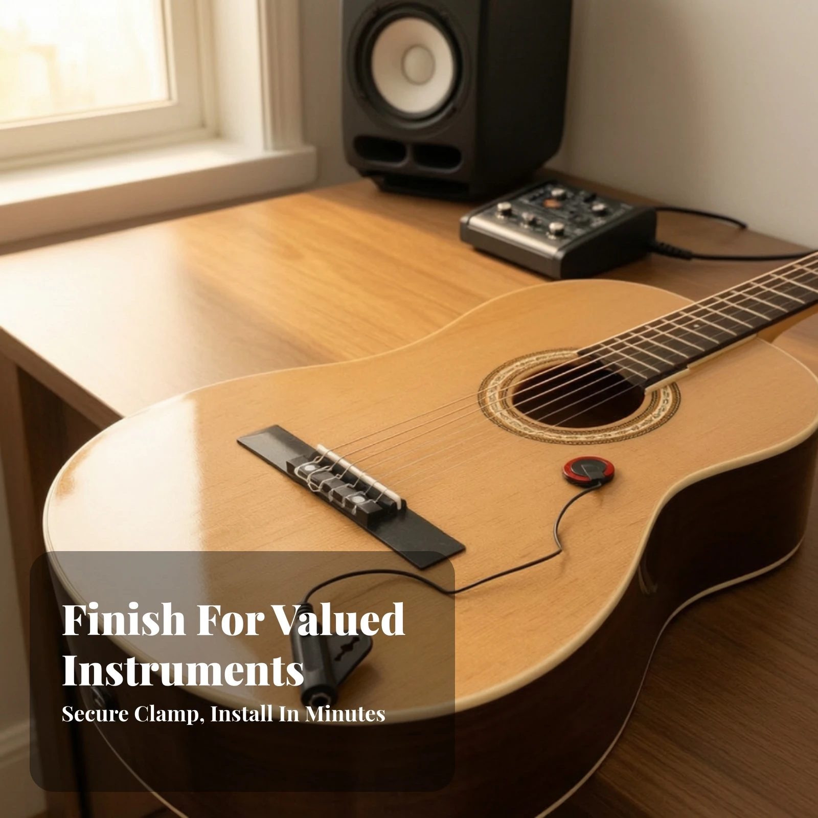 Wired Attach-on Instrument Pickup Removable Pickup with Hook-and-Loop Fastener Lightweight for Performances, Practice
