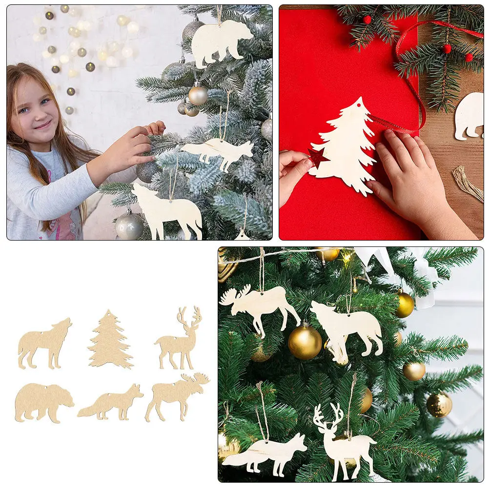 

60Pcs Blank Wood Cutouts Animal Hanging Decor Unfinished DIY Wooden Slices for Drawing Painting Craft Projects Forest Wildlife