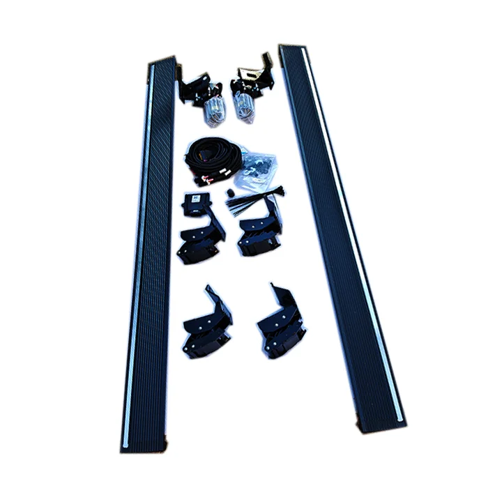 Electric Side Step Bars, Smart Dual Motor Power Running Boards with Six Brackets for Ford F150 Truck, Heavy Duty Aluminum, Black