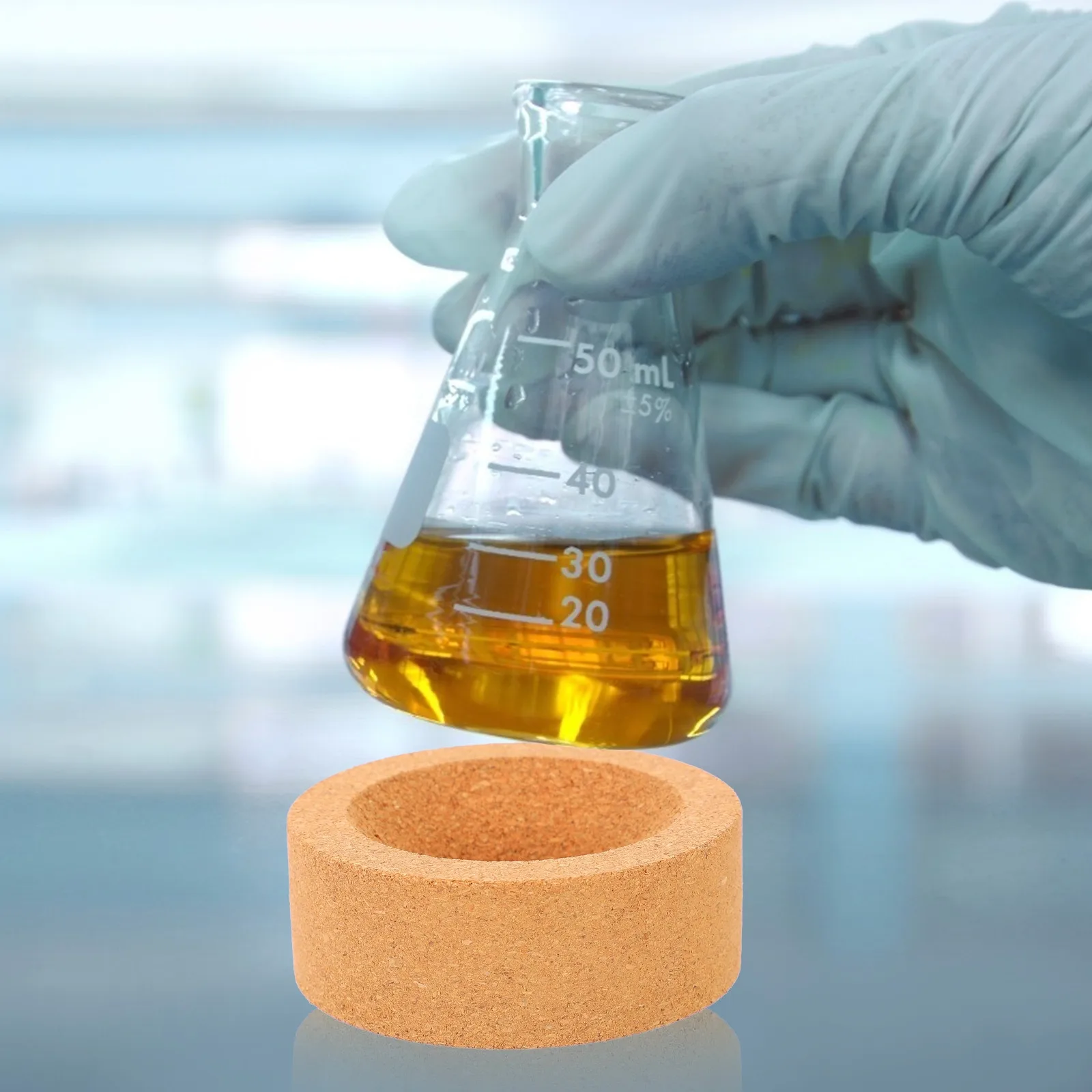 Supports de flacons en liège, 2 pièces, support de flacon à fond rond, base de support résistante aux acides et aux alcalis pour les expériences de chimie