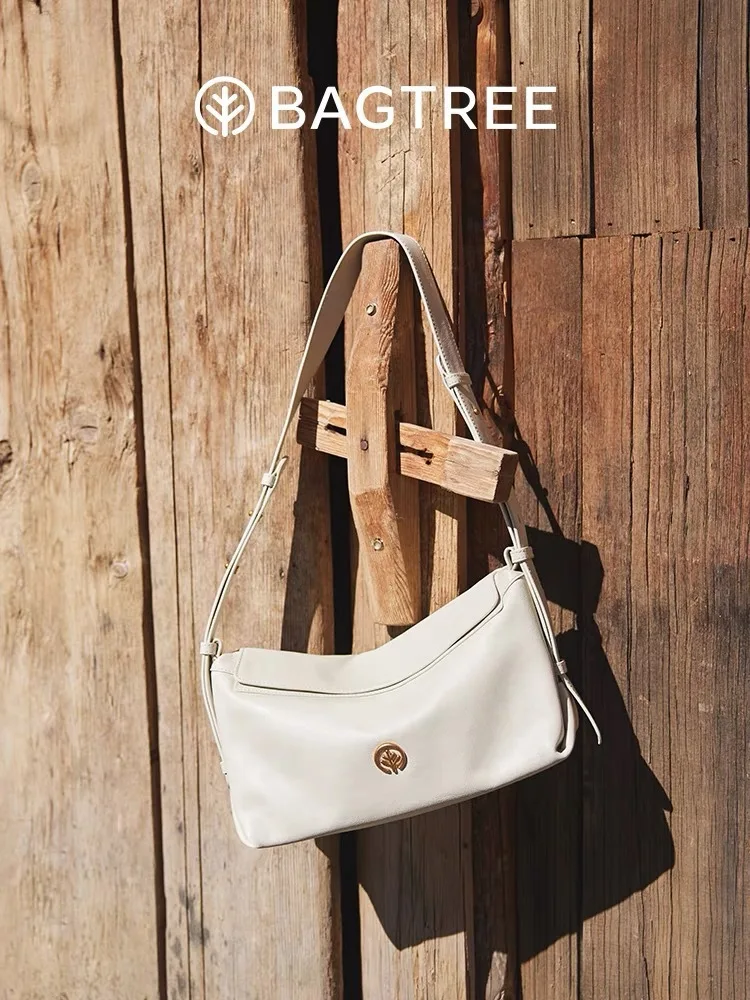 

BAGTREE Milk Box Bag Vegetable-Tanned Leather Pillow Single Shoulder Hobo Bag Large Capacity Bag Crossbody Bag