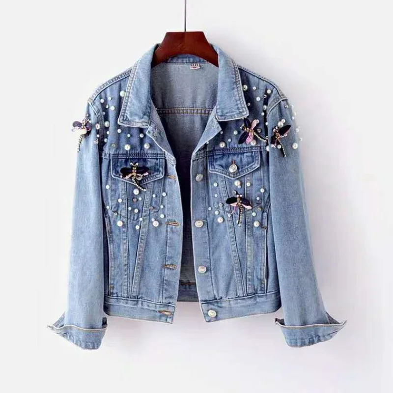 

Women Coat Fashion Embroidered Denim Jacket for Women, Loose and Short, Student 2025 New Style