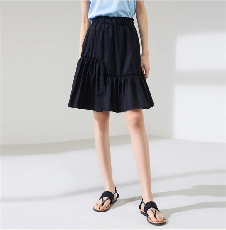 2024 New Summer Elegant Skirts Women Office A-line Skirt Cotton Elastic Waist Asymmetry Skirt plus size skirt ropa coreana mujer