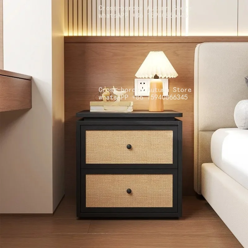 Elegant black drawer bedside table design, yellow storage drawer bedside table, modern home furniture