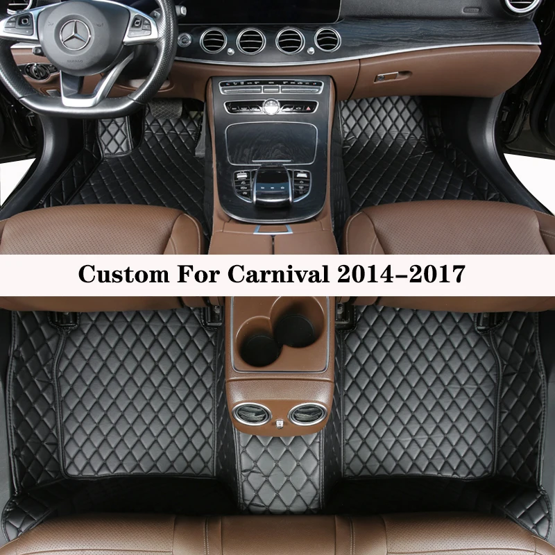 

Car Floor Mat For Kia Carnival 2014 2015 2016 2017 Luxury Woman High Quality Leather Full Set Carpet Foot Pad Auto Accessory