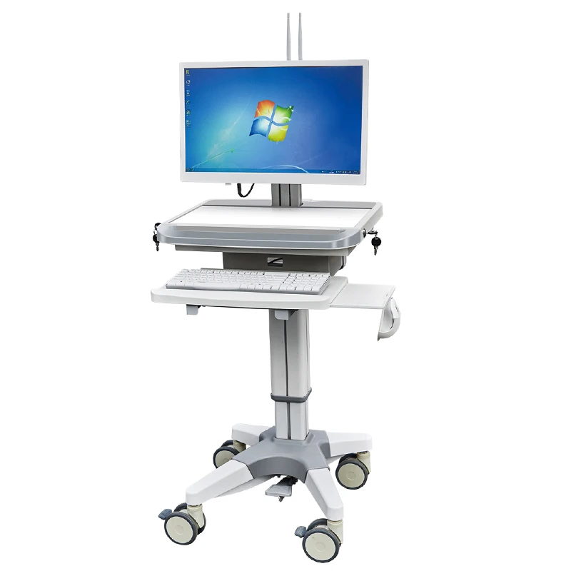 

All in One Workstation Height Adjustable Mobile Medical Laptop Cart Tablet Vesa Hospital Trolley for Dental Clinic