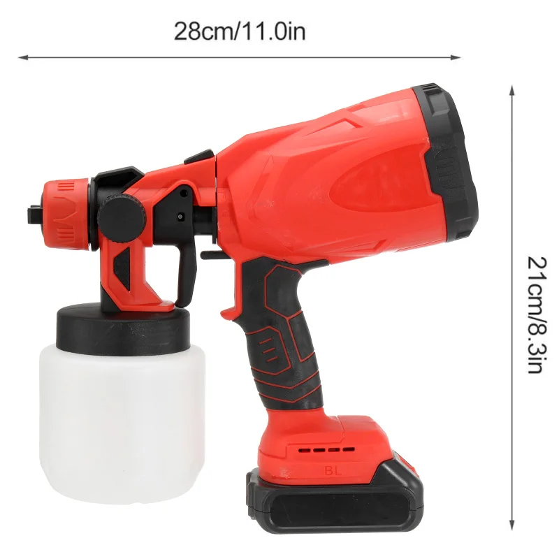 Imagem -03 - Pistola de Pulverizador Elétrica sem Fio 2.55 mm Bico Airbrush Pintura Spray 800ml com Carregador de Bateria para Makita 18v Bateria Carro Pintura de Parede