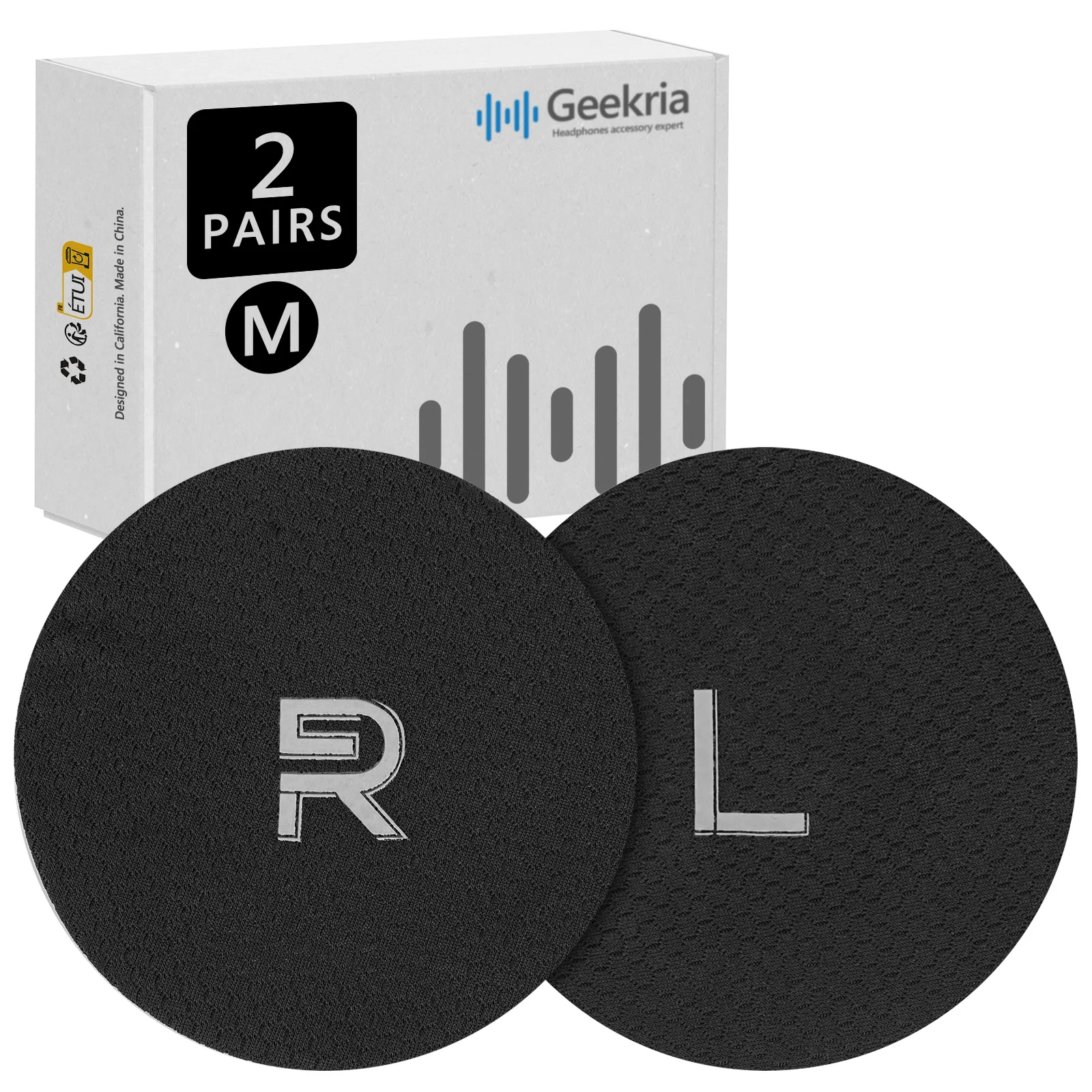 Geekria-Flex Fabric Headphones Ear Covers, lavável e elástico, protetores sanitários para fones de ouvido Over-Ear, 2 pares
