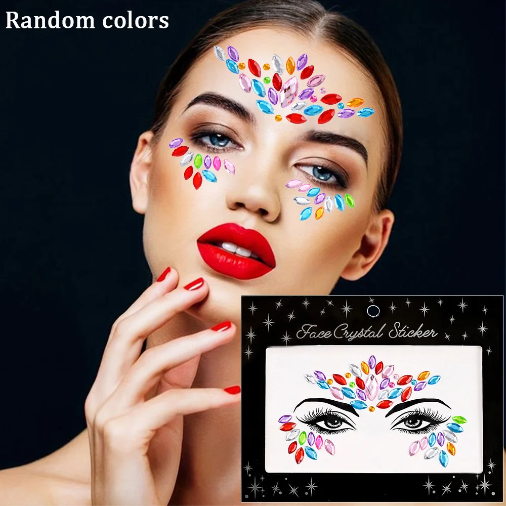 

3pcs/set Music Festival Face Tattoo Sticker,Diamond Temporary Tattoos for Women,Fake Tattoo for Party Festival