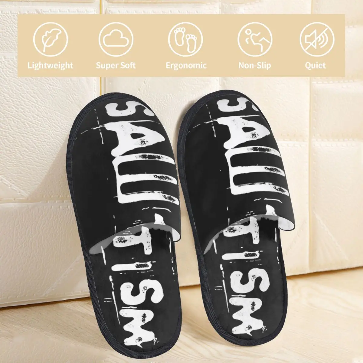 Winter House Cotton Slippers Shoes Saw Movie Logo Accessories Household Fur Slippers Slides Living Room Cozy Non-slip Slides