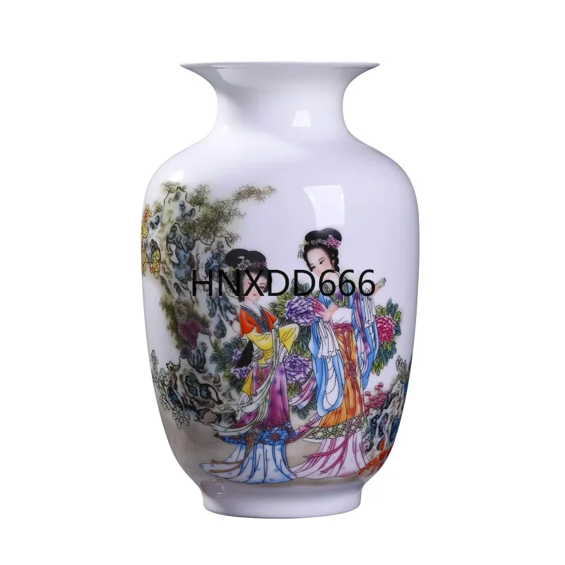 Decal Ceramic Floor Stand Vase, Painted Flower Arrangement, Chinese Home Decoration, Closet Ornaments