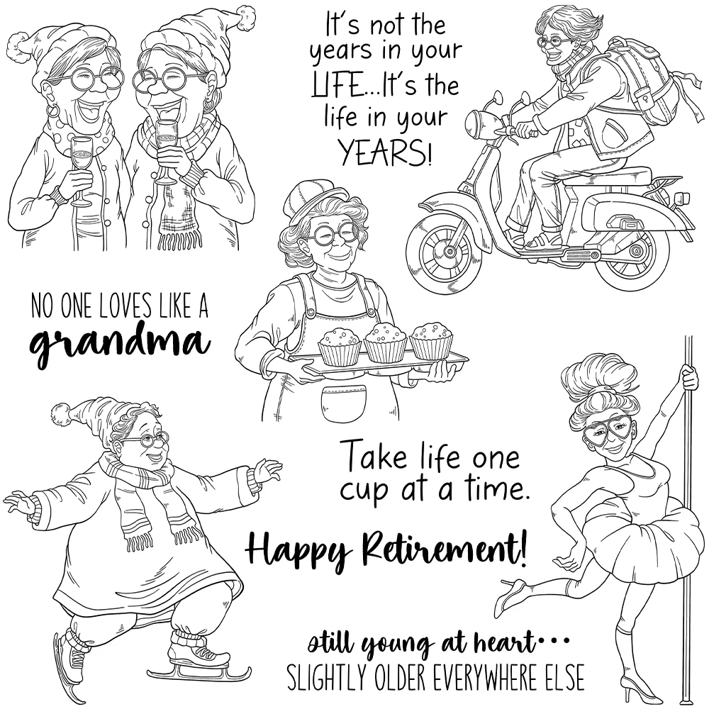 Mangocraft Old Lady Enjoy Life Cutting Dies Clear Stamp DIY Scrapbooking Supplies Metal Dies Silicone Stamp Cards Albumy Decor