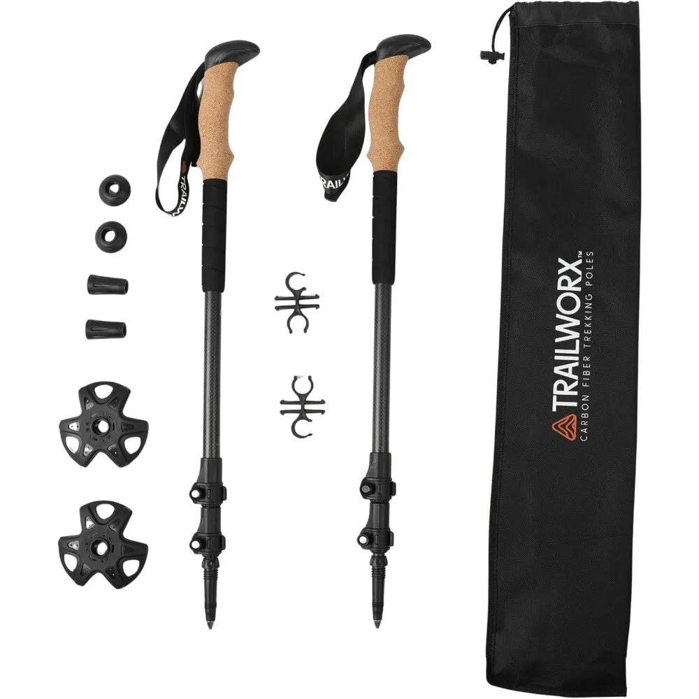

3K Carbon Fiber Collapsible Hiking Poles, Adjustable Trekking Poles for Hiking, Walking Sticks with Cork Handle, EVA Foam Grip