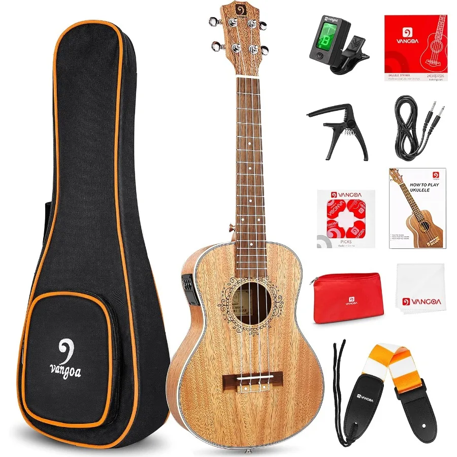 

Tenor Ukulele Acoustic Electric Ukelele 26 inch Mahogany with Built-in Equalizer and Professional Starter Kit in Natural Finish