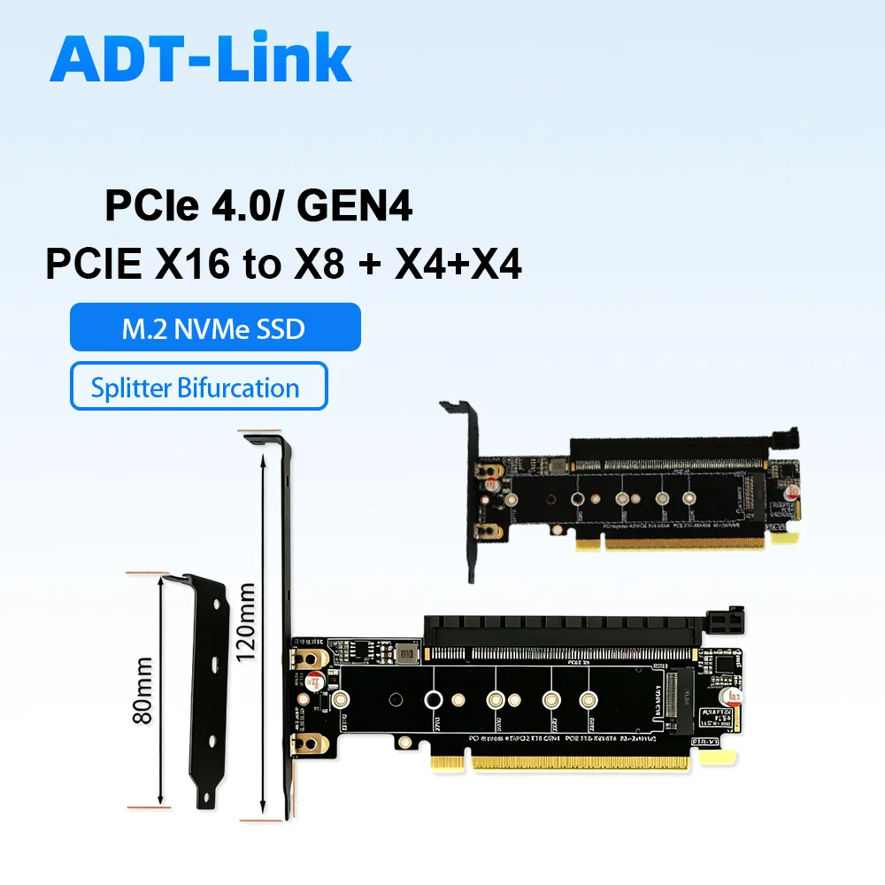 PCIe 4.0 X16 to X8 Dual M.2 NVMe Adapter Card GEN4 PCIe Splitter Bifurcation Card compatible PCIe 3.0 for GPU SSD Graphics Card