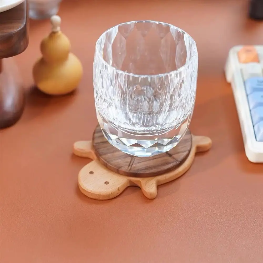 Cute Turtle Insulation Mat Turtle Shaped Wood Vintage Tea Coaster Magnetic Creative Wooden Insulation Pad Table Desktop