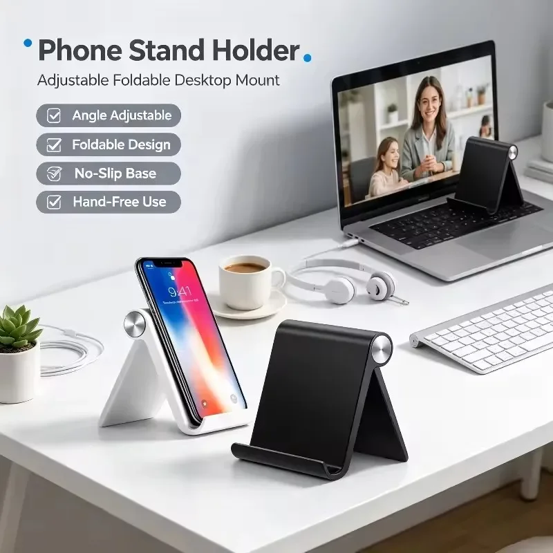 Foldable Portable Phone Stand Multifunctional Desktop Tablet Holder Sturdy Durable Easy Storage for Home Office Travel