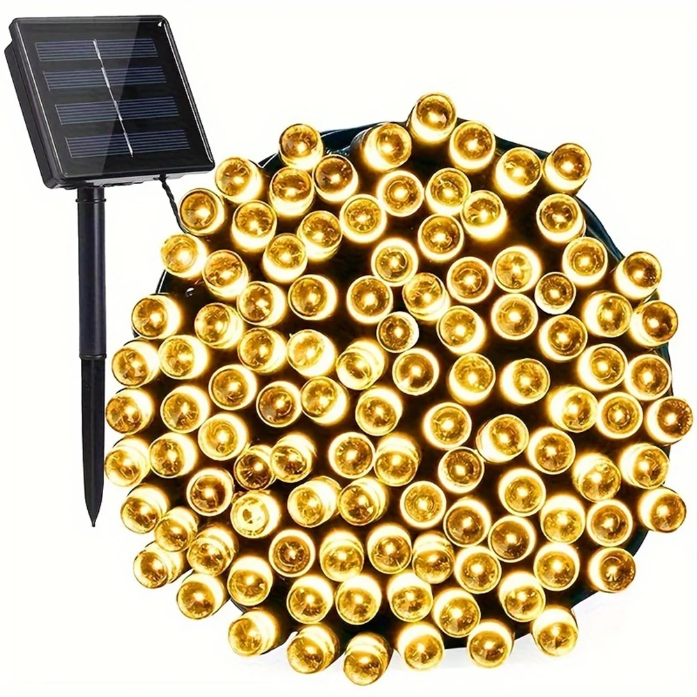 Solar LED String Lights for Outdoor Christmas Decoration with 8 Lighting Modes Twinkling Solar Powered Fairy Lights