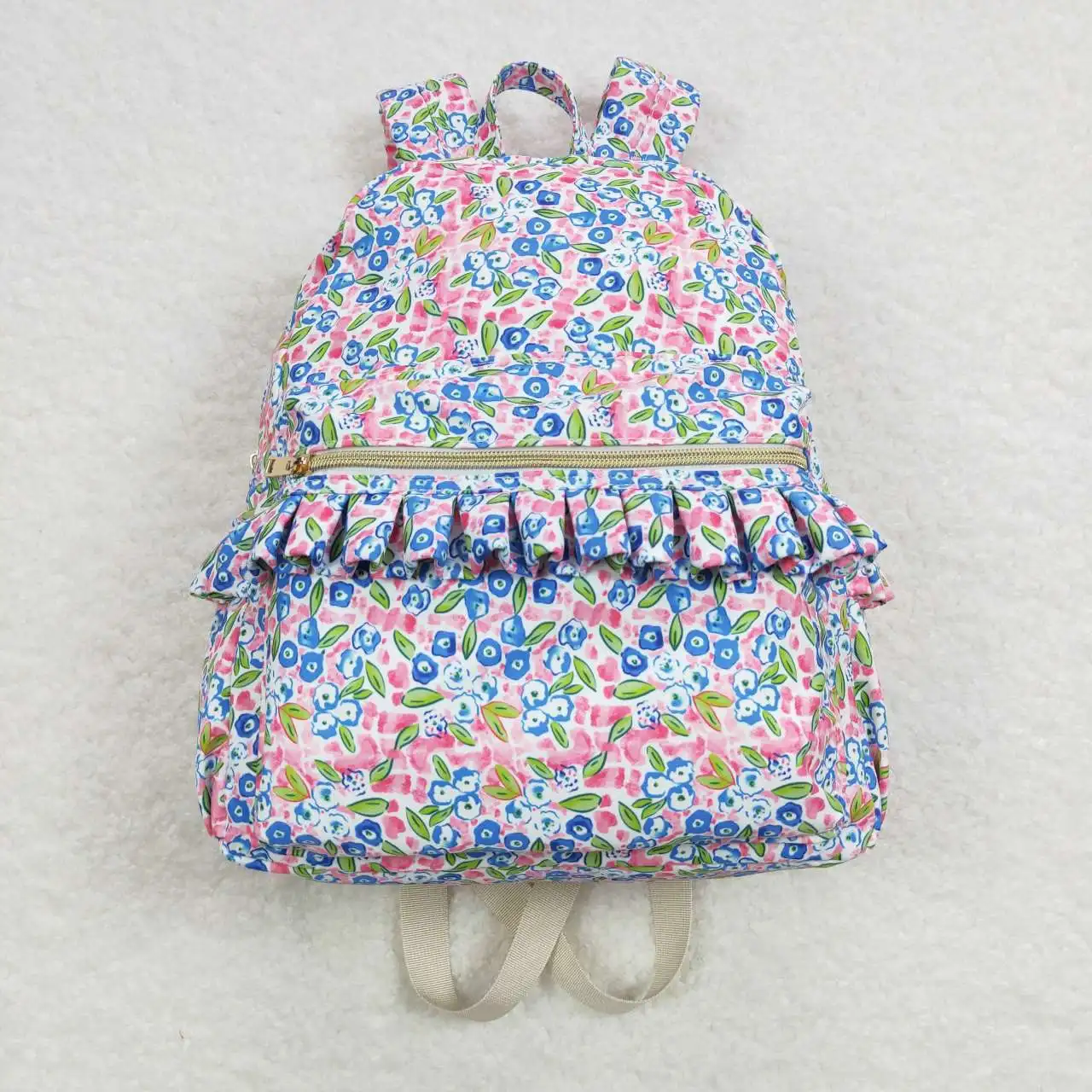 Wholesale Children Baby Girl Flower Backpack Boutique Daypack Toddler Outdoor Floral Plaid Portable Kids School Bag