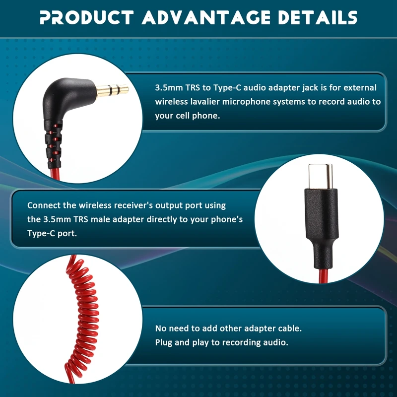 Type-C naar 3,5 mm kabel voor RODE Wireless Go II, haakse TRS mannelijke DAC AUX adapter audiosnoer vervanging