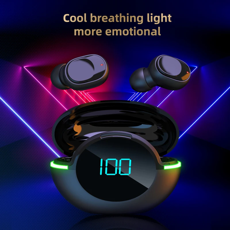 Y80 Wireless Bluetooth Earphones Led Display Screen Fast Charging Stereo Waterproof Noise Reduction Exercise Electronic Product