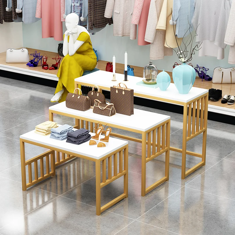 Clothing store water table display table creative gold Nakajima window display stand wrought iron rectangular high and low water