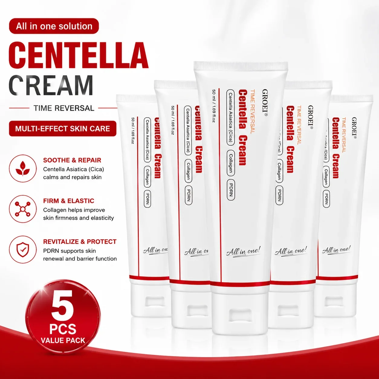 Centella Collagen Face Cream Hydrating Moisturizer Hyaluronic Acid Lightweight Smooth Skin  Care Soft Elasticity Nourishing Glow