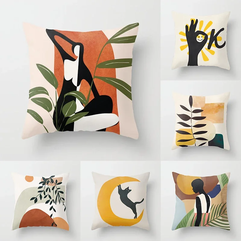 Modern Abstract Geometric Double-sided Printed pillow cover Short plush Suitable living rooms bedrooms sofas throw cushion cover