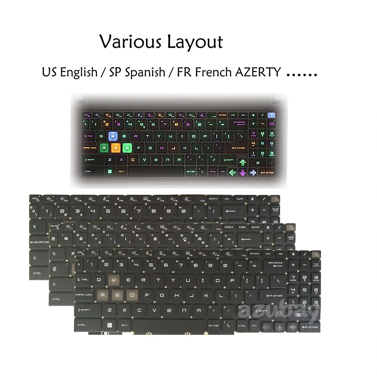 

Per-Key RGB Backlit Laptop Keyboard For MSI Raider GE68 HX 13V, GE68HX 13VG 13VF 13VH 13VI US English French AZERTY Spanish