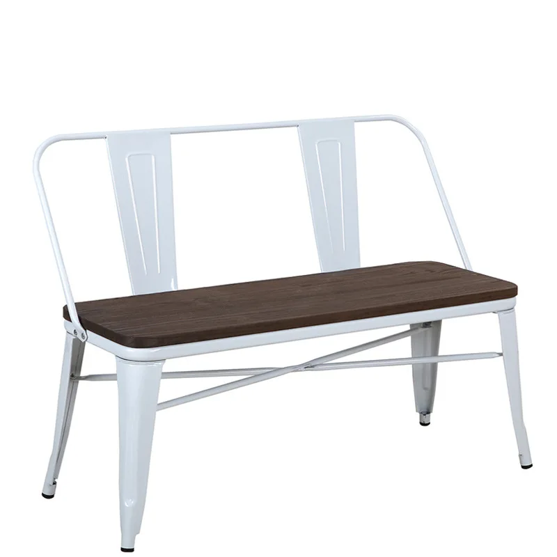 

Simple wrought iron bench, American industrial style metal elm double sofa chair for balcony, multi-person bench
