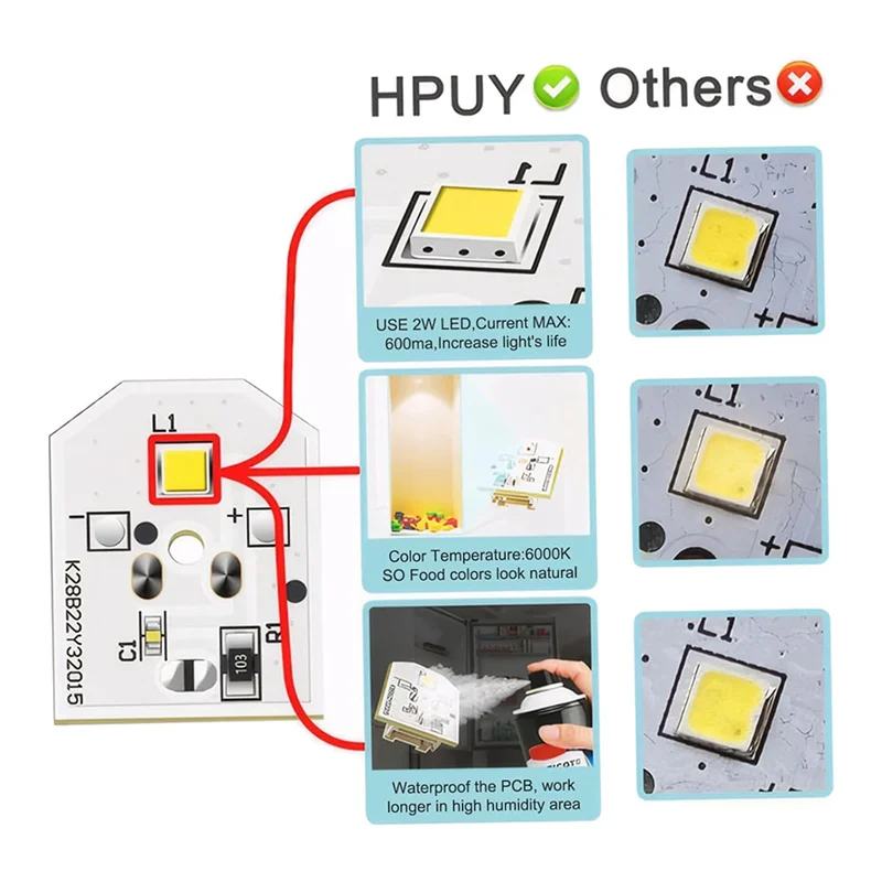 5 Pieces WR55X11132 Refrigerator Light LED Bulb Compatible With 3033142 WR55X25754 WR55X26486 PS4704284 EAP12172918